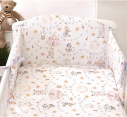 AMY Set lenjerie din bumbac cu protectie laterala pentru pat bebe 120 x 60 cm, Circ Roz (84775)