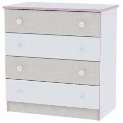 Lorelli - Comoda lemn , 4 sertare , White Pink Crossline (10170070032A)