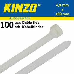 Kábelkötöző 400x4, 8 Fehér Kinzo
