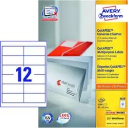 Avery Zweckform 97 mm x 42.3 mm Papír Íves etikett címke Avery Zweckform Fehér ( 100 ív/doboz ) (3659)