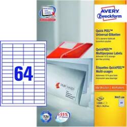 Avery Zweckform 48.5 mm x 16.9 mm Papír Íves etikett címke Avery Zweckform Fehér ( 200 ív/doboz ) (3667-200)
