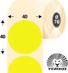 Tezeko 40 mm-es kör, papír címke, fluo citrom színű (5500 címke/tekercs) (P0400004000-036)
