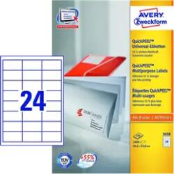 Avery Zweckform 64.6 mm x 33.8 mm Papír Íves etikett címke Avery Zweckform Fehér ( 100 ív/doboz ) (3658)
