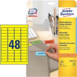 Avery Zweckform 45.7 mm x 21.2 mm Papír Íves etikett címke Avery Zweckform Sárga ( 20 ív/doboz ) (L6041-20)