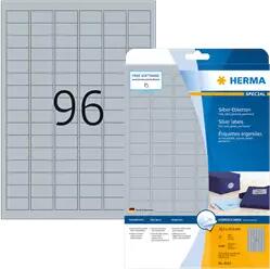 Herma 30.5 mm x 16.9 mm Műanyag Íves etikett címke Herma Ezüst ( 25 ív/doboz ) (HERMA 4110)