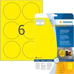 Herma 85 mm x 85 mm Műanyag Íves etikett címke Herma Sárga ( 25 ív/doboz ) (HERMA 8035)