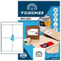 Tezeko 100 mm x 124 mm Papír Íves etikett címke Tezeko Fehér ( 100 ív/doboz ) (TZ-A4-0038)