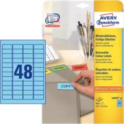 Avery Zweckform 45.7 mm x 21.2 mm Papír Íves etikett címke Avery Zweckform Kék ( 20 ív/doboz ) (L6039-20)