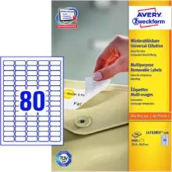 Avery Zweckform 35.6 mm x 16.9 mm Papír Íves etikett címke Avery Zweckform Fehér ( 100 ív/doboz ) (L4732REV-100)