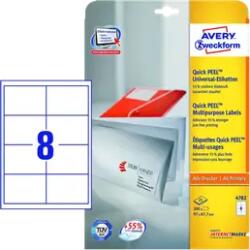 Avery Zweckform 97 mm x 67.7 mm Papír Íves etikett címke Avery Zweckform Fehér ( 25 ív/doboz ) (4782)