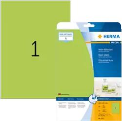 Herma 210 mm x 297 mm Papír Íves etikett címke Herma Neon zöld ( 20 ív/doboz ) (HERMA 5151)