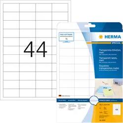 Herma 48.3 mm x 25.4 mm Műanyag Íves etikett címke Herma Átlátszó (víztiszta) ( 25 ív/doboz ) (HERMA 4680)