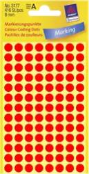 Avery Zweckform 8 mm x 8 mm Papír Íves etikett címke Avery Zweckform Neon piros ( 4 ív/doboz ) (3177)