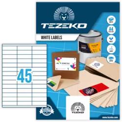 Tezeko 70 mm x 20 mm Papír Íves etikett címke Tezeko Fehér ( 100 ív/doboz ) (TZ-A4-0061)