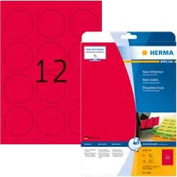 Herma 60 mm x 60 mm Papír Íves etikett címke Herma Neon piros ( 20 ív/doboz ) (HERMA 5156)