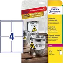 Avery Zweckform 99.1 mm x 139 mm Műanyag Íves etikett címke Avery Zweckform Fehér ( 8 ív/doboz ) (L4774-8)