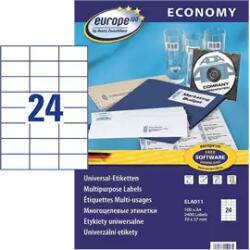 Avery-Zweckform 70 mm x 37 mm Papír Íves etikett címke Avery Zweckform Fehér ( 100 ív/doboz ) (ELA011)