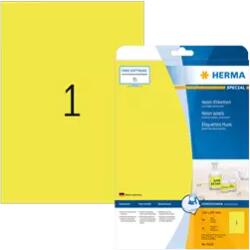 Herma 210 mm x 297 mm Papír Íves etikett címke Herma Neon sárga ( 20 ív/doboz ) (HERMA 5148)