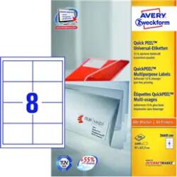 Avery Zweckform 97 mm x 67.7 mm Papír Íves etikett címke Avery Zweckform Fehér ( 200 ív/doboz ) (3660-200)