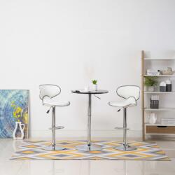 vidaXL Scaune de bar, 2 buc. , alb, piele ecologică (323643)