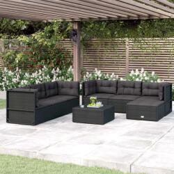 vidaXL Set mobilier de grădină cu perne, 7 piese, negru, poliratan (3187093)