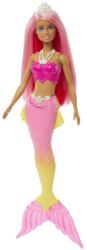 Mattel Barbie, papusa sirene, roz-galben coada Papusa Barbie