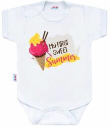 NEW BABY Body nyomtatással New Baby MY FIRST SWEET Summer rózsaszín - babyboxstore