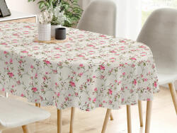 Goldea față de masă decorativă loneta - trandafiri înmuguriți - ovală 140 x 240 cm Fata de masa