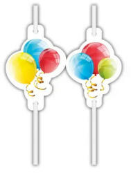 Procos Sparkling Balloons, Lufis papír szívószál, 4 db-os szett (PNN91838)