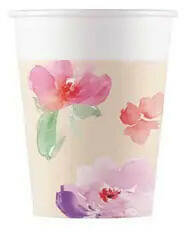 Procos Watercolor Flowers, Virág papír pohár 8 db-os 200 ml (PNN95010)