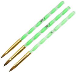OGC Pensule Unghii pentru acril, Set 3 buc, Green