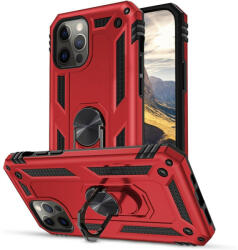 Huawei Mate 40, Műanyag hátlap védőtok, közepesen ütésálló, szilikon belső, telefontartó gyűrű, Defender, piros - pixato