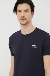 Alpha Industries pamut póló Basic T Small Logo sötétkék, sima - sötétkék M