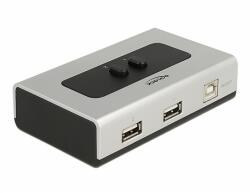 Delock Kétirányú USB 2.0 switch 1 db. B-típusú anya 2 db. A-típusú anya kézi átkapcsolással (87760)