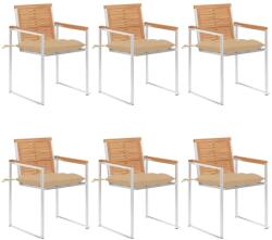 vidaXL 6 db tömör tíkfa kerti szék párnákkal 7 cm (3078596/7/8/9/3078600/1/2/3/4/5/6)
