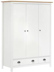 vidaXL Гардероб с 3 врати Hill бял 127x50x170 см борово дърво масив (288954)