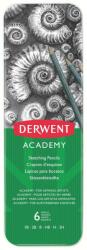 Derwent Creioane Grafit 3B-2H DERWENT Academy, cutie metalica, 6 buc/set, negru (DW-2301945) - vexio