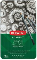 Derwent Creioane Grafit 6B-5H DERWENT Academy, cutie metalica, 12 buc/set, negru (DW-2301946) - vexio