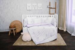 Lorelli Set lenjerie de pat Lorelli, cu 7 piese din bumbac ranforce, Lily, Grey Striped Lenjerii de pat bebelusi‎, patura bebelusi