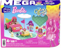 Mega Bloks Set de joaca cu mini papusi surpriza, Mega Bloks, Barbie Color Reveal, Road Trip, HKF90 Papusa