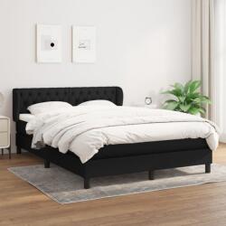 vidaXL fekete szövet rugós ágy matraccal 140 x 190 cm (3126479) - vidaxl