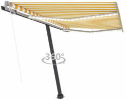 Vidaxl sárga-fehér szélérzékelős és LED-es napellenző 350 x 250 cm 3069733