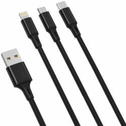XO 3in1 kábel USB-C / Lightning / Micro 2.4A, 1, 2m (fekete) (NB173) - kulsoaksi