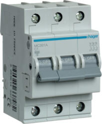 Hager Kismegszakító 3P, C-1A, 6kA, 3M (MC301A) (MC301A)