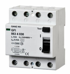 GANZ 63A 4pól 30mA áram-védőkapcsoló GFI (1GFI-063-4-030) (1GFI-063-4-030)