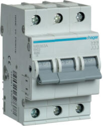 Hager Kismegszakító 3P, B-63A, 6kA, 3M (MB363A) (MB363A)
