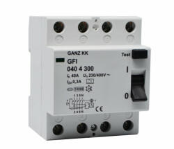 GANZ 40A 4pól 300mA áram-védőkapcsoló GFI (1GFI-040-4-300) (1GFI-040-4-300)