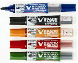 Pilot Táblamarker készlet, 2, 3 mm, kúpos, tartóval és szivaccsal, PILOT "V-Board Master", 5 különböző szín (PBMTKE) - onlinepapirbolt