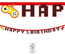 Gaming Party Happy Birthday felirat FSC 2 m (PNN93776) - gyerekagynemu