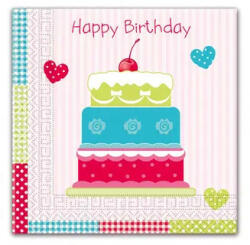 Happy Birthday Cake szalvéta 20 db-os 33x33 cm (PNN80905) - gyerekagynemu